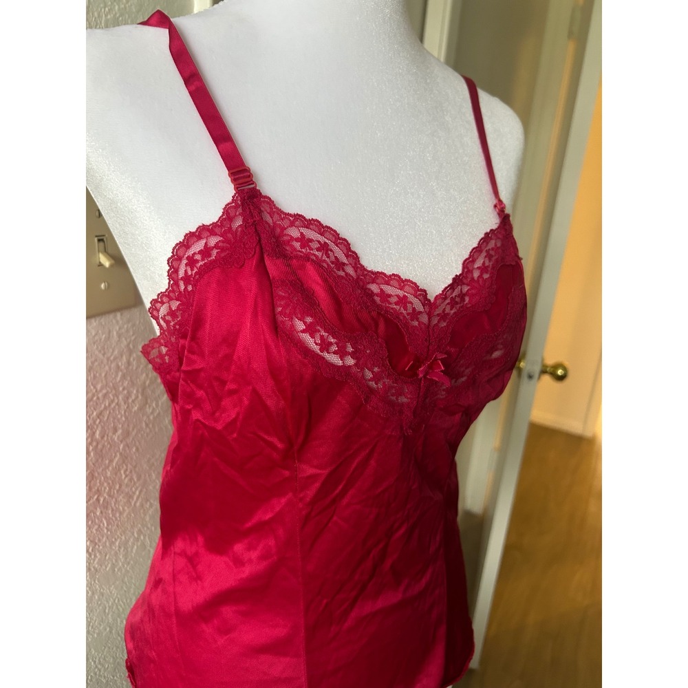 Secret‎ Accents Red Lace Trim Satin Cami Tank Top Layer S Coquette Fairy - Picture 5 of 12
